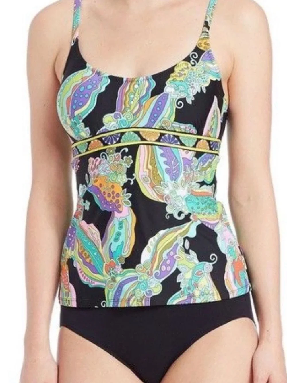 NWT TRINA TURK Sea Garden Wireless Tankini Top 10